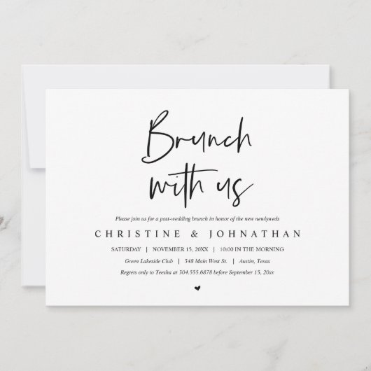 新婚夫婦とのブランチ（結婚式後）, 結婚式後の招待状 招待状 (正面)