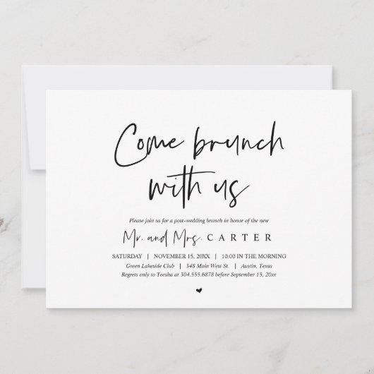 新婚夫婦とのランチ会の招待状 招待状 (正面)