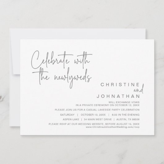 新婚夫婦と一緒にお祝いを, ウェディングエロープメント イン 招待状 (正面)