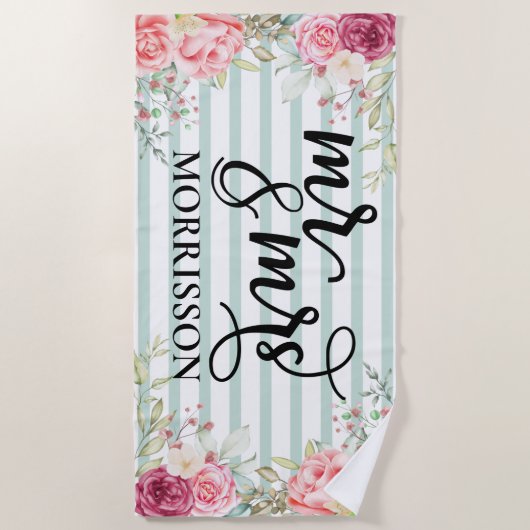 新婚夫婦のためのエンゲージメント・ハネムーンギフト ビーチタオル (正面)