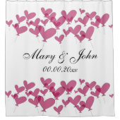 新婚夫婦のためのハート風船シャワーカーテン シャワーカーテン (正面)