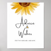 新婚夫婦のためのヒマワリのアドバイスと願いポスター ポスター (正面)