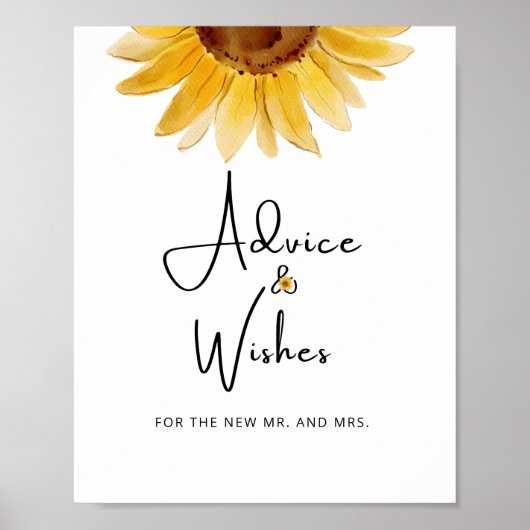 新婚夫婦のためのヒマワリのアドバイスと願いポスター ポスター (正面)