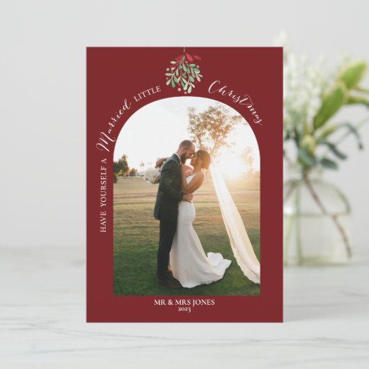 新婚夫婦のための水彩もみの木のホリデーカード シーズンカード (スタンド正面)