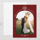 新婚夫婦のための水彩もみの木の写真 ホリデーカード (正面/裏面)