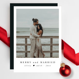 新婚夫婦のための海岸クリスマス写真 シーズンカード