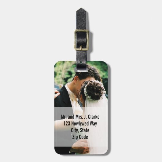 新婚夫婦のウェディングフォトパーソナライズドスーツケースタグ ラゲッジタグ (正面縦)