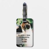 新婚夫婦のウェディングフォトパーソナライズドスーツケースタグ ラゲッジタグ (裏面縦)