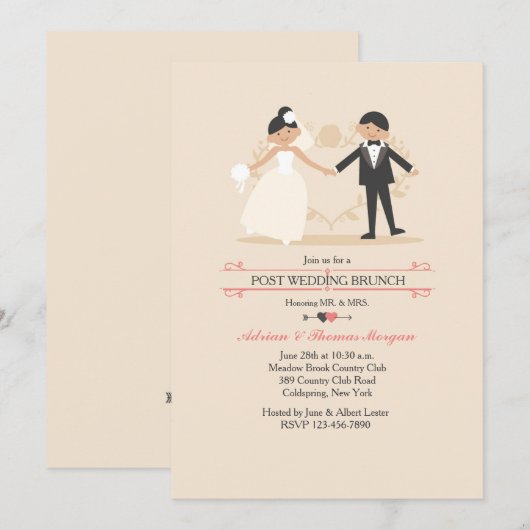 新婚夫婦のウェディング ブランシュ 招待状 (正面/裏面)