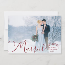 新婚夫婦のクリスマスカード2枚組 結婚したての小さなクリスマス シーズンカード