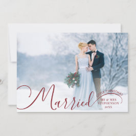 新婚夫婦のクリスマスカード2枚組 結婚したての小さなクリスマス シーズンカード