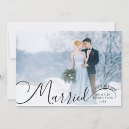 新婚夫婦のクリスマスカード2枚組 結婚したての小さなクリスマス シーズンカード