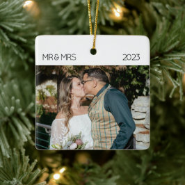 新婚夫婦のフォトクリスマス陶器オーナメント セラミックオーナメント