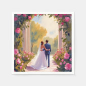 新婚夫婦のブライド＆グルームの結婚式の絵 スタンダードカクテルナプキン (正面)