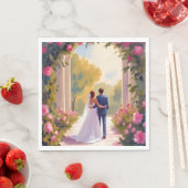 新婚夫婦のブライド＆グルームの結婚式の絵 スタンダードランチョンナプキン (インサイチュ)