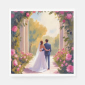 新婚夫婦のブライド＆グルームの結婚式の絵 スタンダードランチョンナプキン (正面)