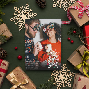 新婚夫婦の写真モダンクリスマス シーズンカード