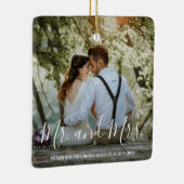 新婚夫婦の写真初めてのクリスマス 結婚した セラミックオーナメント (右)