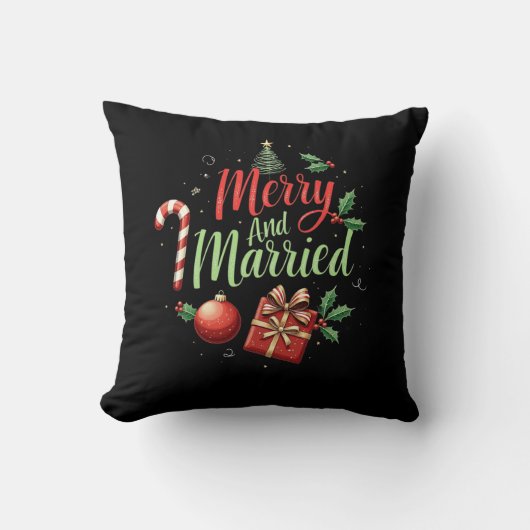 新婚夫婦の初めてのクリスマスをお祝いしよう クッション (正面)