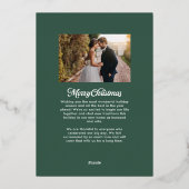 新婚夫婦の初めてのクリスマスグリーン2枚写真 箔シーズンカード (裏面)