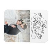 新婚夫婦の初めてのクリスマス写真 マグネット (横)