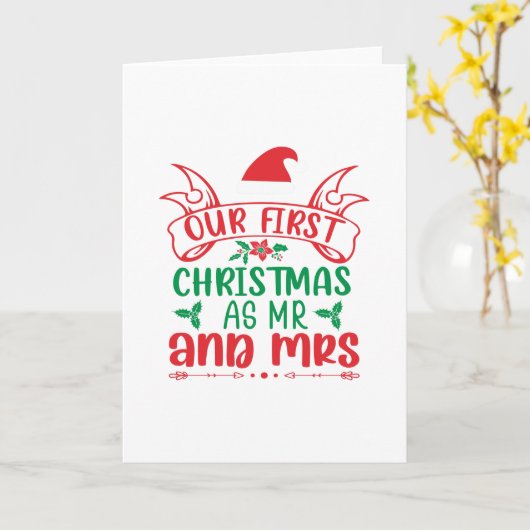 新婚夫婦の初めてのクリスマス - クリスマスおもしろ カード (黄色い花)