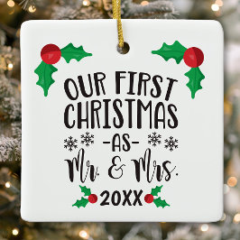 新婚夫婦の初めてのクリスマス セラミックオーナメント