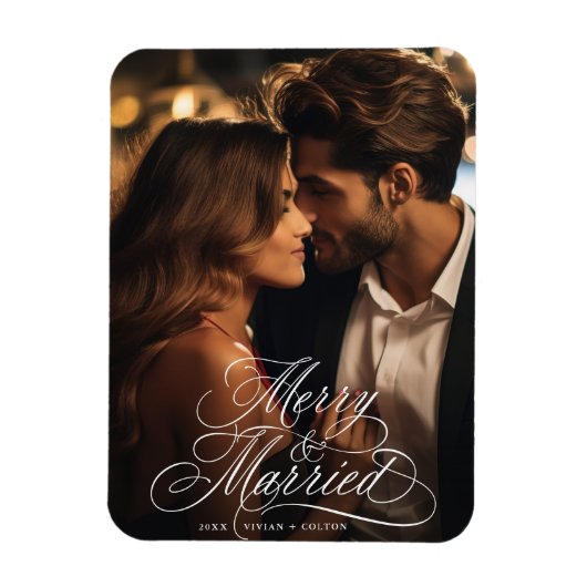 新婚夫婦の初めてのクリスマス メリー&マリード フォト マグネット (縦)