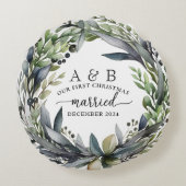 新婚夫婦の初めてのクリスマス　名入れ ラウンドクッション (裏面)