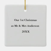 新婚夫婦の初めてのクリスマス　名前と写真のオーダーメイド セラミックオーナメント (裏面)