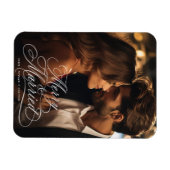 新婚夫婦の初めてのクリスマス　幸せな結婚写真 マグネット (横)