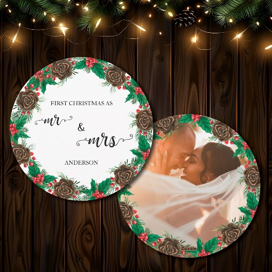 新婚夫婦の最初のクリスマス 写真 シーズンカード