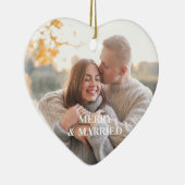 新婚夫婦の第1回クリスマスカスタム写真素朴 セラミックオーナメント (右)