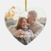 新婚夫婦の第1回クリスマスカスタム写真素朴 セラミックオーナメント (正面)