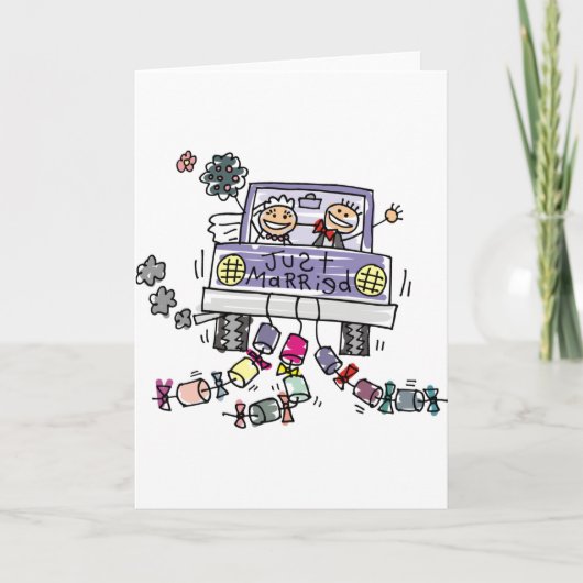 新婚夫婦の結婚式の祝い 案内状 (正面)