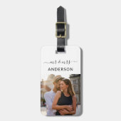 新婚夫婦の脚本とハネムーンの写真 ラゲッジタグ (正面縦)