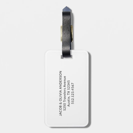 新婚夫婦の脚本とハネムーンの写真 ラゲッジタグ (裏面縦)