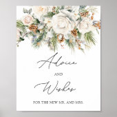 新婚夫婦への冬の花のアドバイスと願い ポスター (正面)