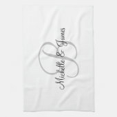 新婚夫婦カスタム用のモノグラム・キッチン・タオル キッチンタオル (縦)