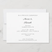 新婚夫婦タイポグラフィと写真アナウンサーの紹介 招待状 (裏面)