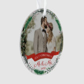 新婚夫婦1st結婚したクリスマスフォト オーナメント (正面)