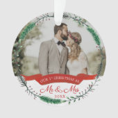 新婚夫婦1st結婚したクリスマスフォト オーナメント (正面)