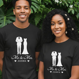 新婚夫婦 ウェディングドレス タキシード 結婚記念 Tシャツ