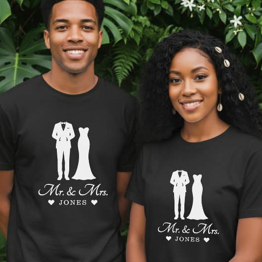 新婚夫婦 ウェディングドレス タキシード 結婚記念 Tシャツ