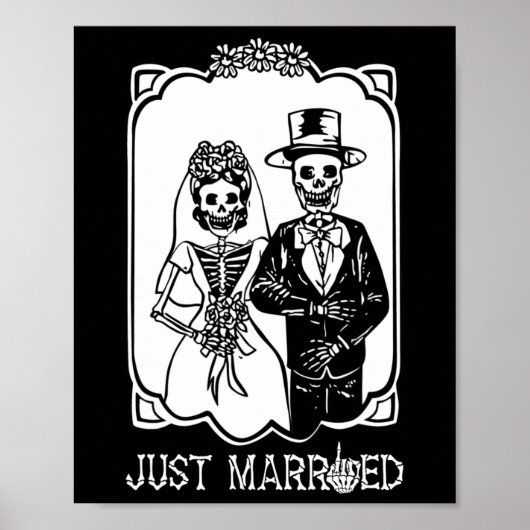 新婚夫婦 スケルトン ハロウィン カップル ポスター (正面)