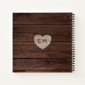 新婚夫婦 バケットリスト フォト ラスティック パープル フラワーリング ノートブック (裏面)