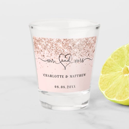 新婚夫婦 ローズゴールド 結婚式 ショットグラス (正面)