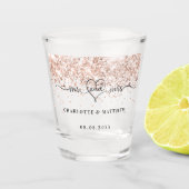 新婚夫婦 ローズゴールド 輝き ウェディング ショットグラス (正面)