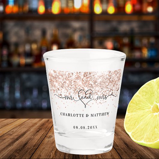 新婚夫婦 ローズゴールド 輝き ウェディング ショットグラス