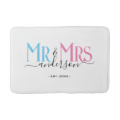 新婚夫婦 結婚記念日 ホワイト バスマット (正面)